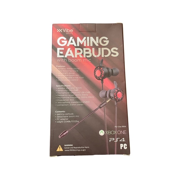 Vibe Gaming - GAMING EARBUDS with Detachable Boom Mic - XBOX ONE, PS4, PC - Picture 2 of 5